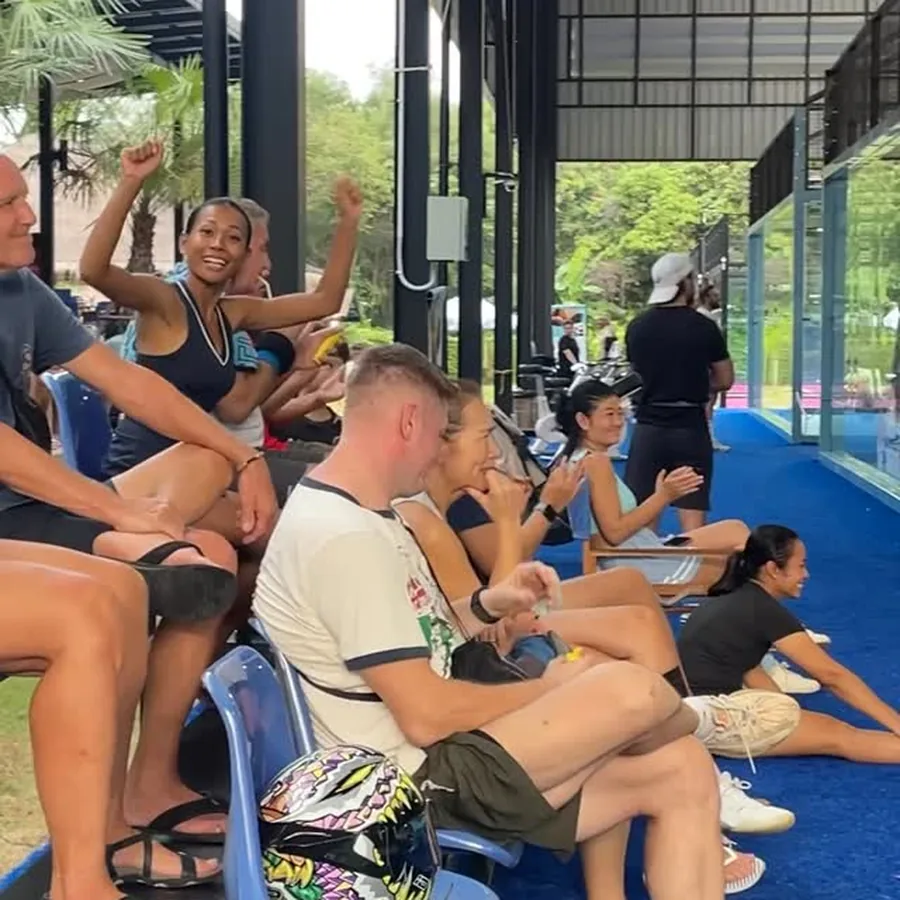 Spectators cheering during a padel match at Padel Tropical Koh Samui